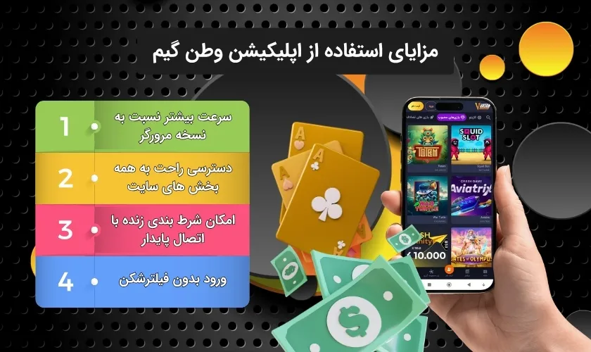 قابلیت های مثبت اپلیکیشن وطن گیم